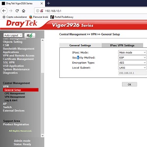 DryTek Vigor - konfiguracja routera