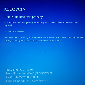 Windows Recovery - błąd