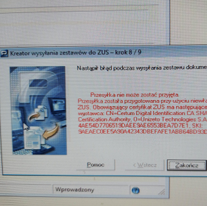 ZUS Płatnik - błąd certyfikatu