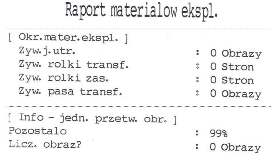 Stan materiałów eksploatacyjnych w drukarce laserowej
